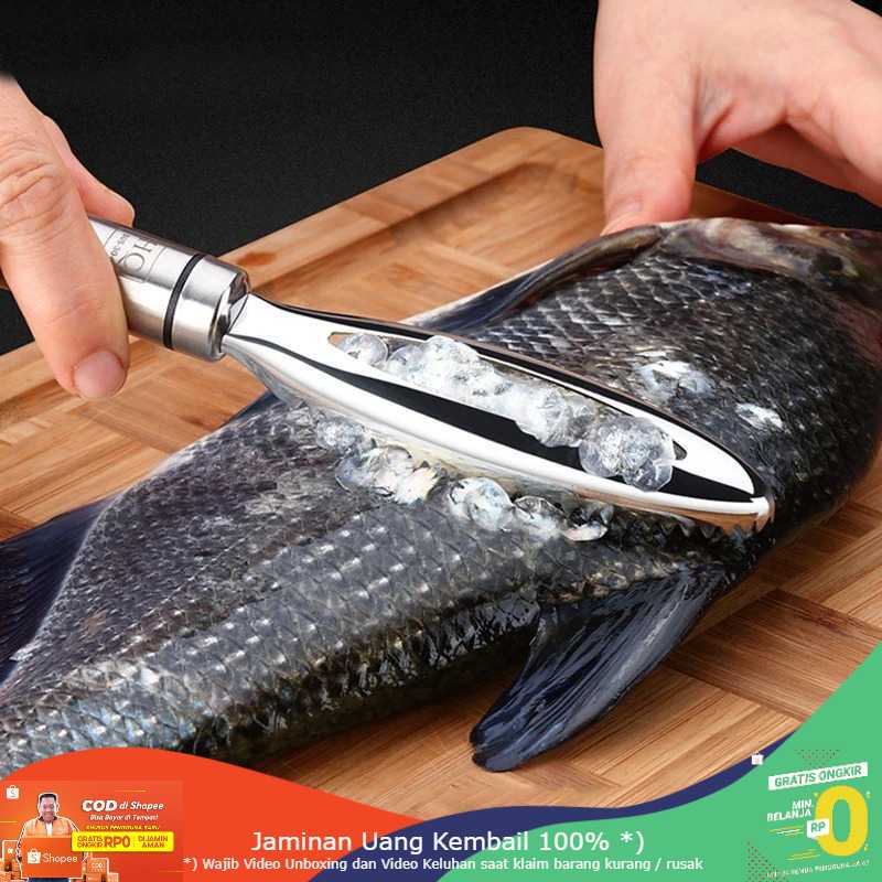 (BISA COD) RVOSTR  Pengupas Sisik Ikan Fish Scales Scraper Stainless Steel - FKW24