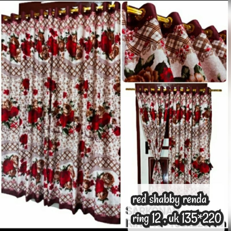 terlaris  gorden smokering 12 red shabby renda / korden ring jumbo / gorden smokring Shaby merah