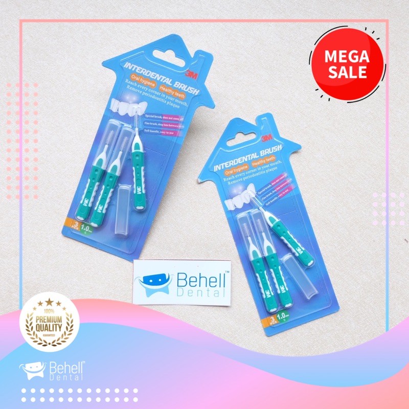 Sikat Sela Celah Behel Gigi Gusi 3M HIJAU Interdental Brush 1.0 / 1 mm Size S . Tusuk Dental Floss