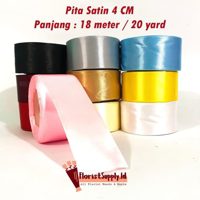 

PROMO - 1 Roll Pita Satin 4 cm - 20 Yard / 18 Meter - Hitam
