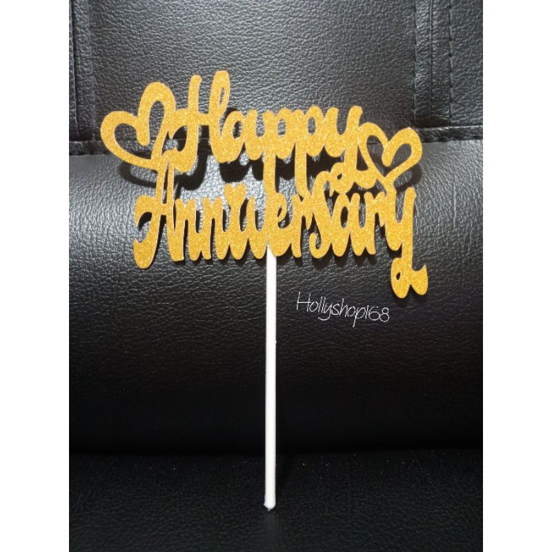 Cake Topper Happy Anniversary/ toper kue/hiasan kue