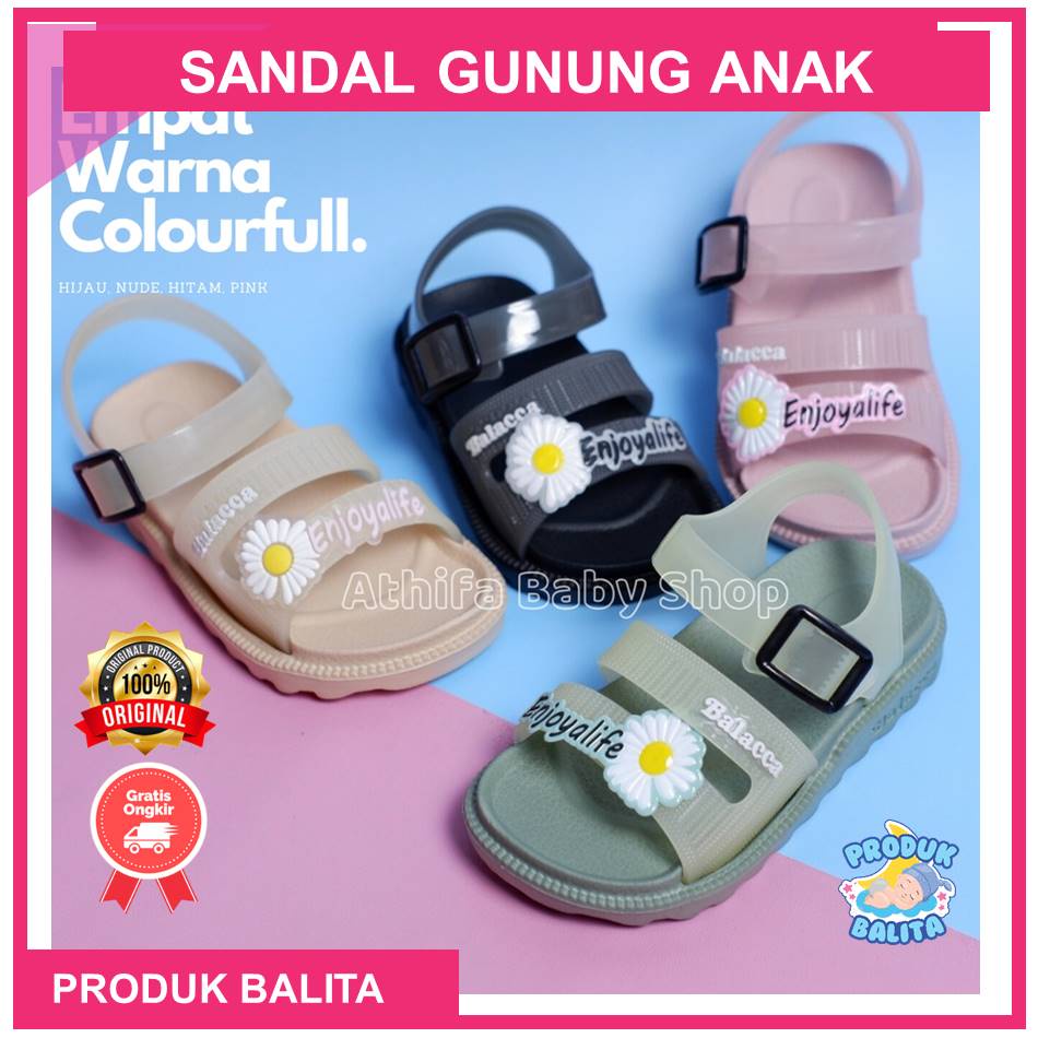 Sandal Gunung Anak Perempuan Sandal Tali Belakang Motif Bunga Sandal Karet Jelly Terlaris