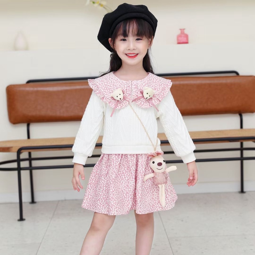 LittleAaron DRESS ANNYEONG BEAR EBV Baju Dress Anak Perempuan Import