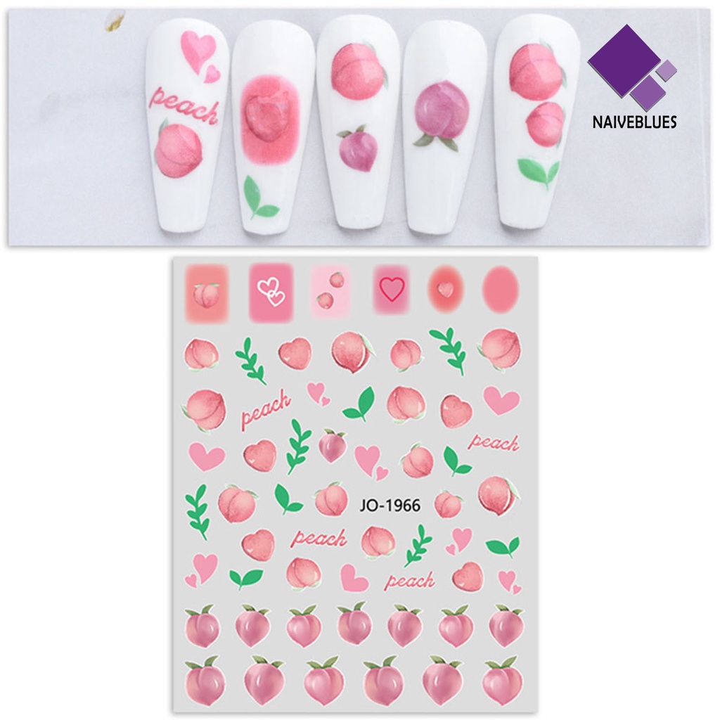 Naiveblue &gt; Stiker Kuku Ultra Tipis Motif Buah Ceri / Strawberry Untuk Nail Art