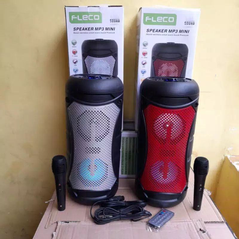 Speaker Bluetooth fleco f-4218 terbaru, multimedia mp3 super bass dan free mic / speaker karaoke