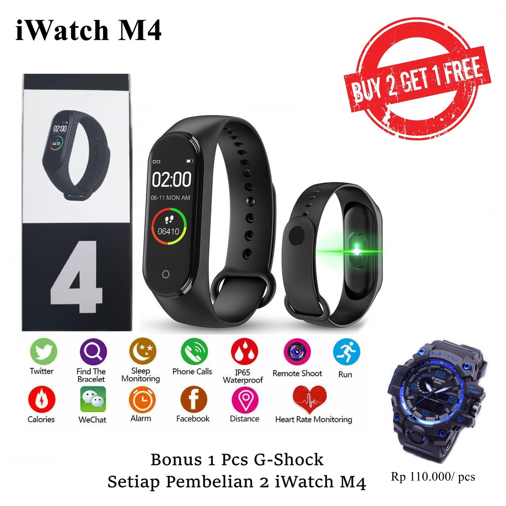 Smartwatch M4 Original Band Sport Jam Tangan Pintar dengan Detak Jantung Monitor