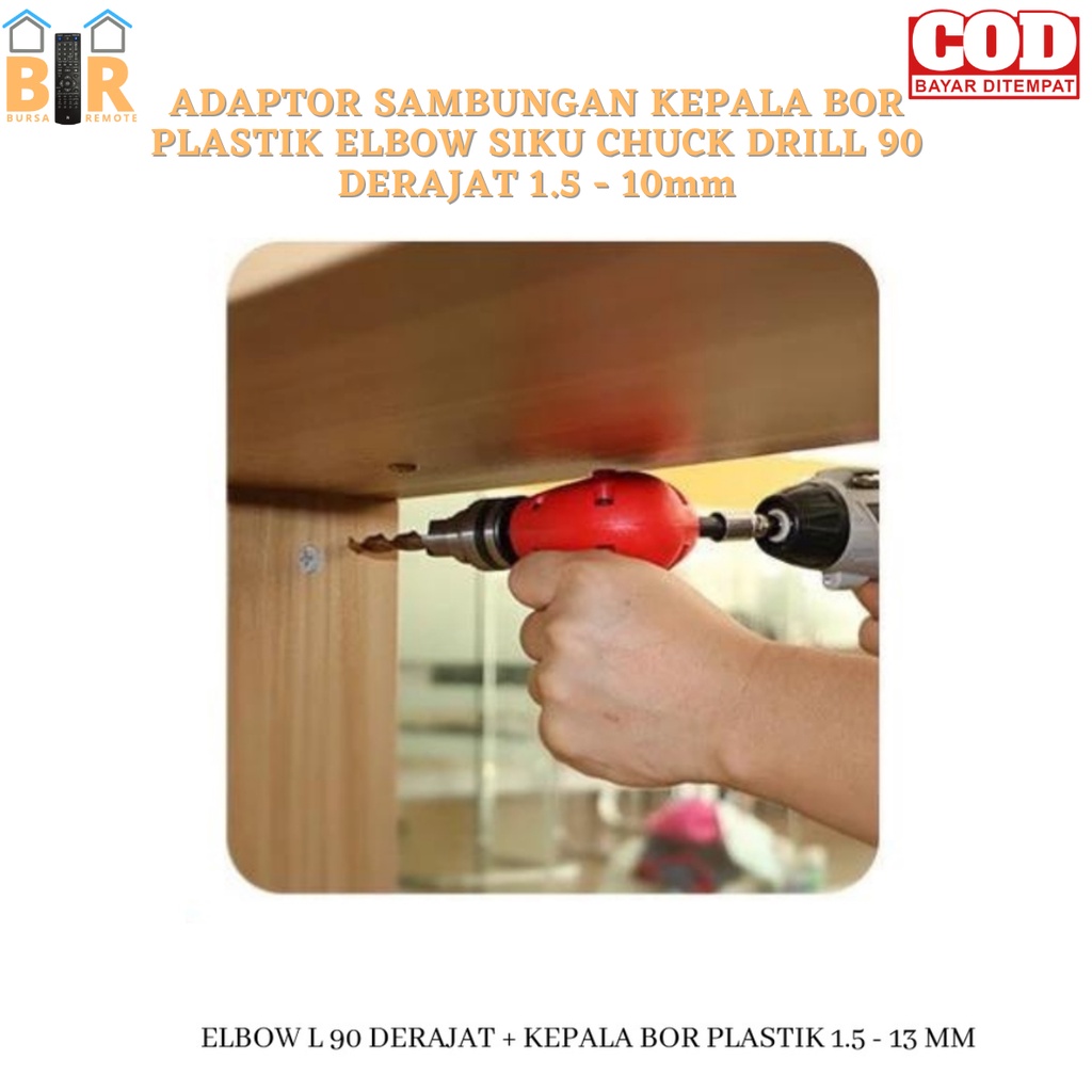 Adaptor SAMBUNGAN KEPALA BOR PLASTIK ELBOW SIKU CHUCK DRILL 90 DERAJAT 1.5 - 10mm