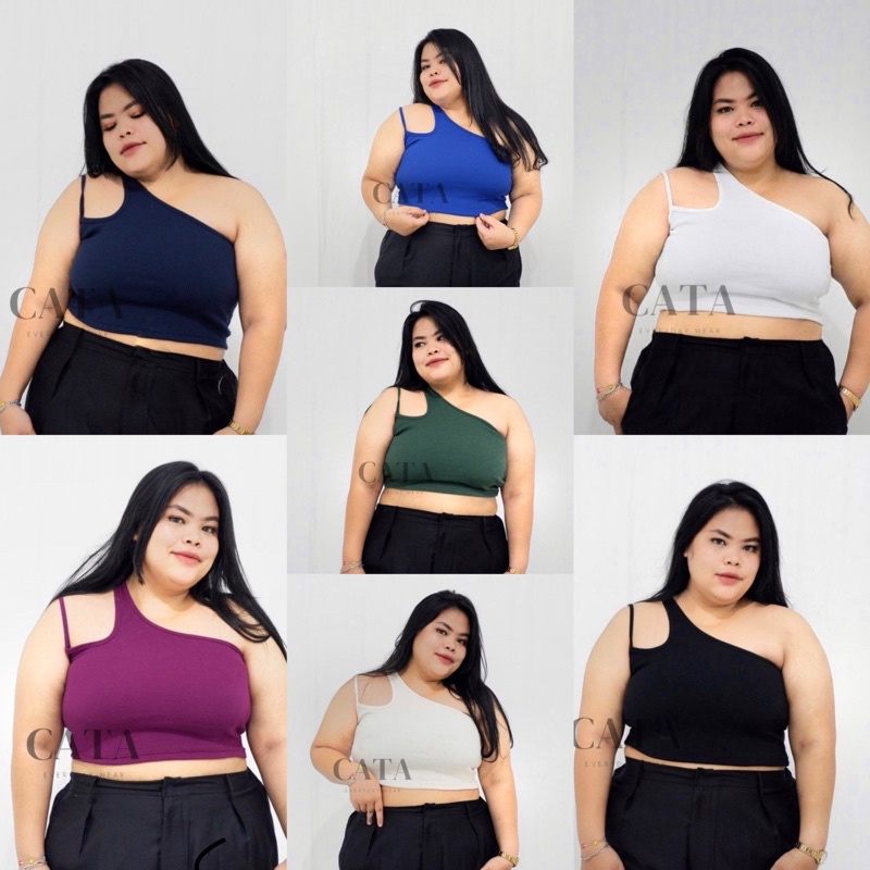 TANK TOP BIG SIZE JUMBO CATA ONE SHOULDER RIB KNITT -PAKAIAN DALAM WANITA-ATASAN