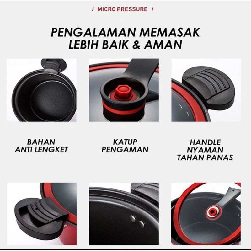 Panci Presto Pressure Cooker Pot Totipotent 3.5 Liter Melunakan Daging Anti Lengket