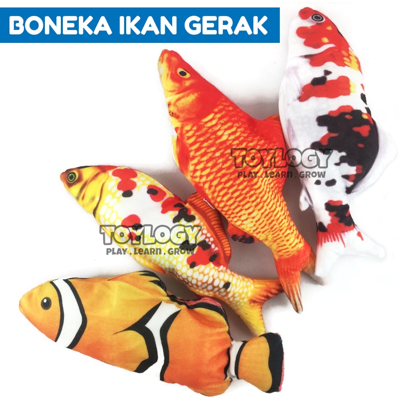  Mainan  Kucing Boneka Ikan  Gerak Bergerak  Loncat Cat Toy 