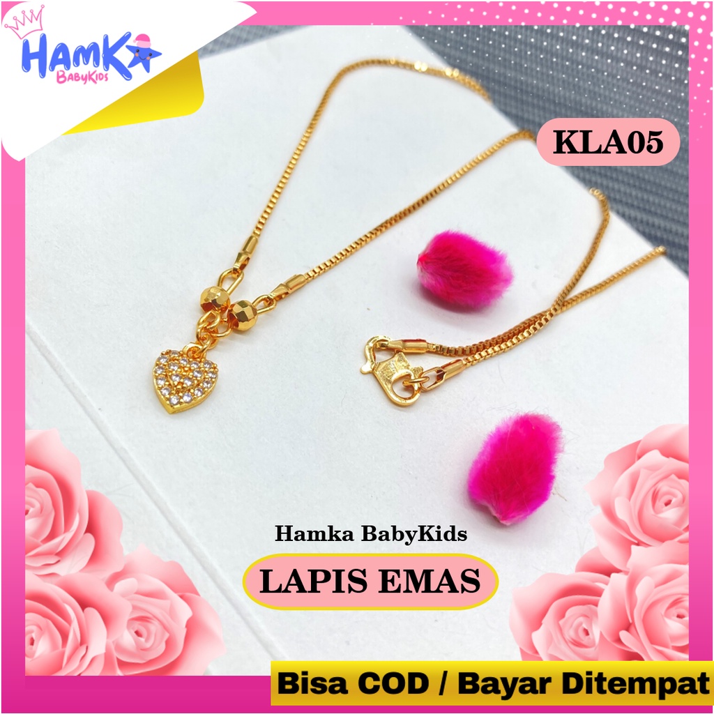 Perhiasan Kalung Anak Perempuan Xuping Lapis Emas Motif Hati KLA01.05.07 Anti Karat Bayi Titanium