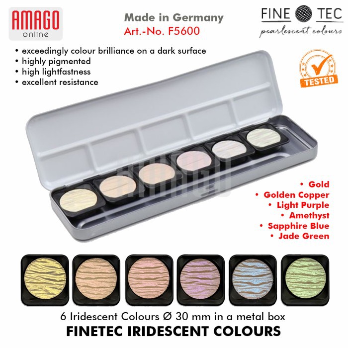 FINETEC - Iridescent Colours 6 pcs/set in metal box - 30mm - F5600