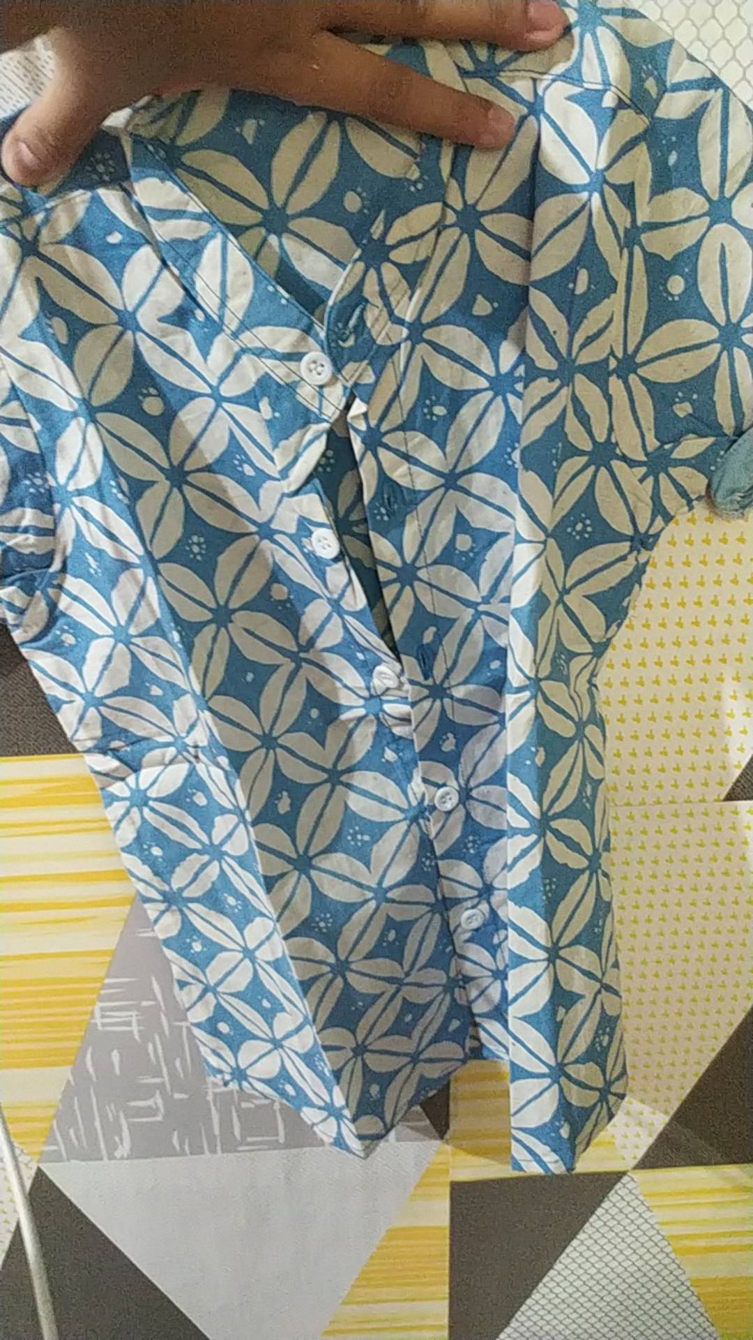 Pop Kidswear   Wisnu Batik - Kemeja Batik Anak Biru - Katun Cap