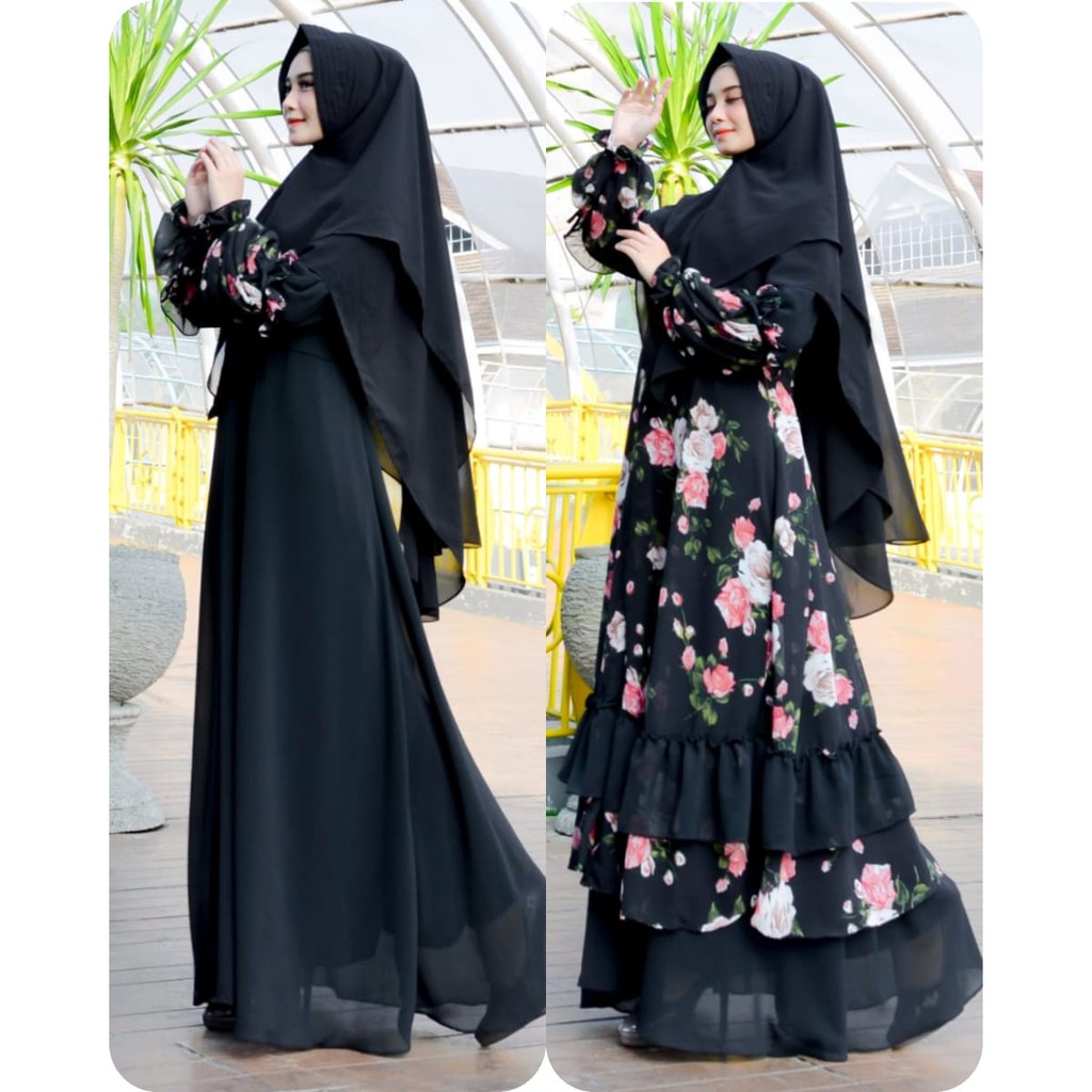 Gamis ceruty set syari 3in1 premium ceruti bukan bermerks armani