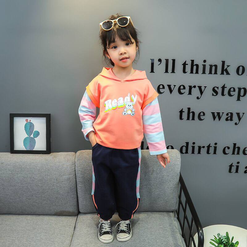 Promo !! setelan anak cewek lucu termurah /  setelan ready bear colour import sz uk 1-2th