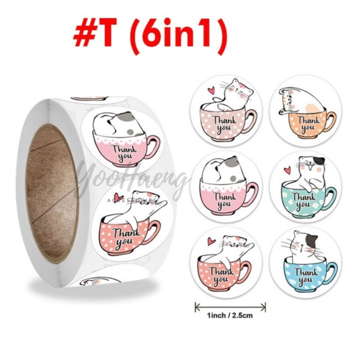 

[500pc] Stiker Thank You Seal Penutup Handmade Bulat Kucing 1inch trend