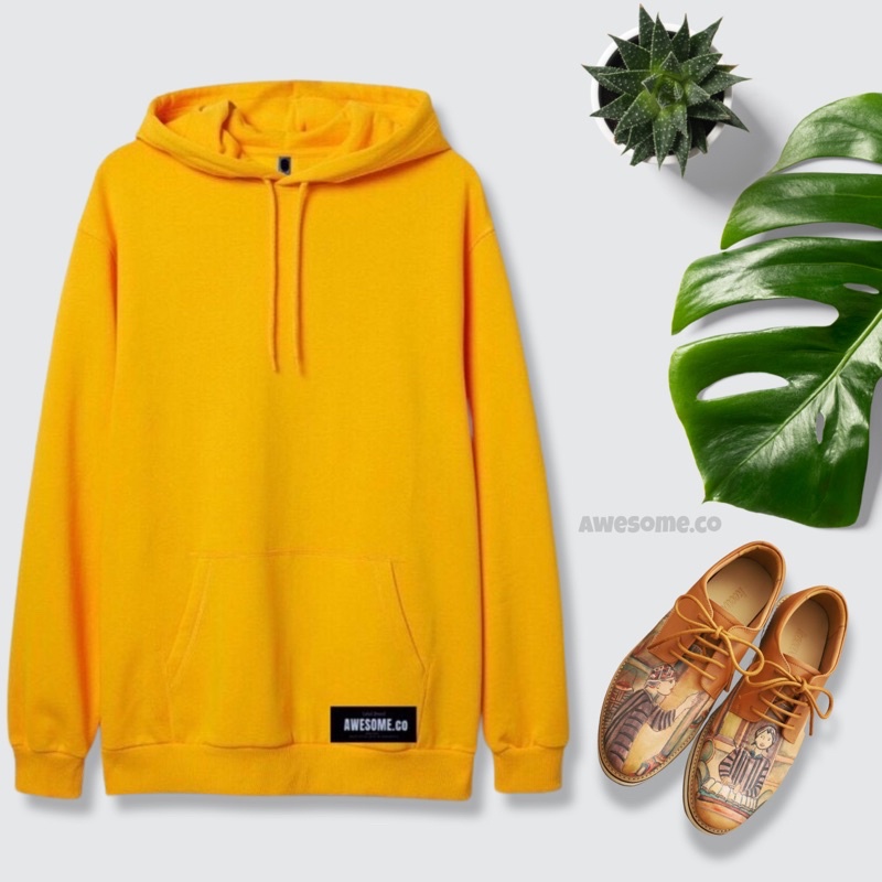 Hoodie hodie Pria/Wanita Polos Warna Kuning ( awesome.co )