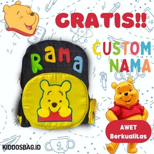 TAS KARAKTER ANAK SEKOLAH PAUD TK SD BOCIL PEREMPUAN LAKI-LAKI TAS CEWEK COWOK CUSTOM NAMA DAN WARNA