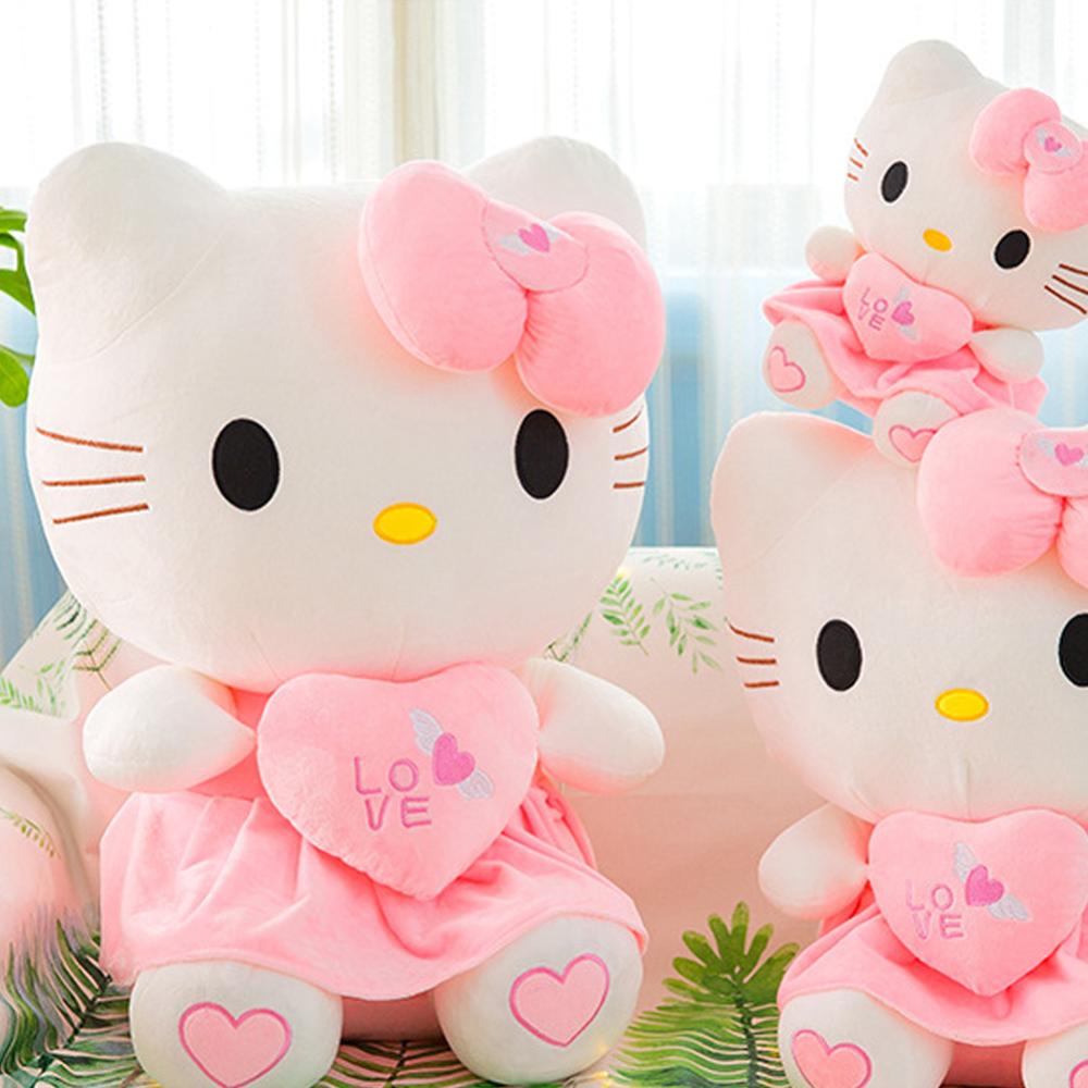 Timekey Mainan Boneka Stuffed Plush Kartun Hello Kitty 25cm Untuk Hadiah Ulang Tahun Anak N9Y8
