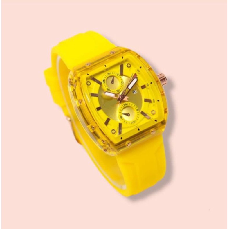 (Cod)Jam Tangan Wanita Fashion Hushpuppies  Casual Tangal Aktif Kota New Top Murah Strap Rubber/Karet(Dikirim Jakarta)