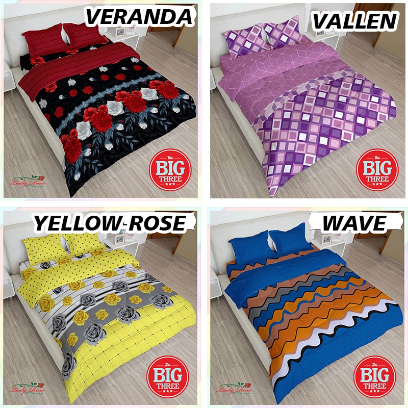 Bedcover + Sprei Rumbai LADY ROSE 180x200 / 160x200 motif - Anela Kitty Tundra Rino Okta Poppy Wilis William Walter  King Size Ladyrose 180 BC