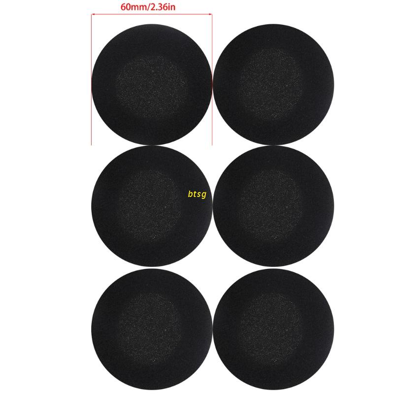 btsg 6pcs Replacement Soft Sponge Ear Pads Covers For Headphone Headset 60mm