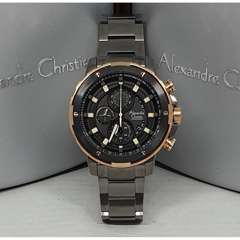 Alexandre Christie Ac 6528 Grey Rosegold Jam Tangan Pria Original