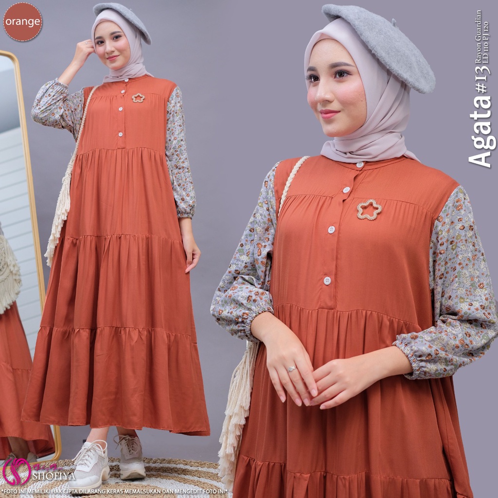 [RESTOCK] GAMIS DRESS FASHION MUSLIM // AGATA BY SHOFIYA-#13 Orange