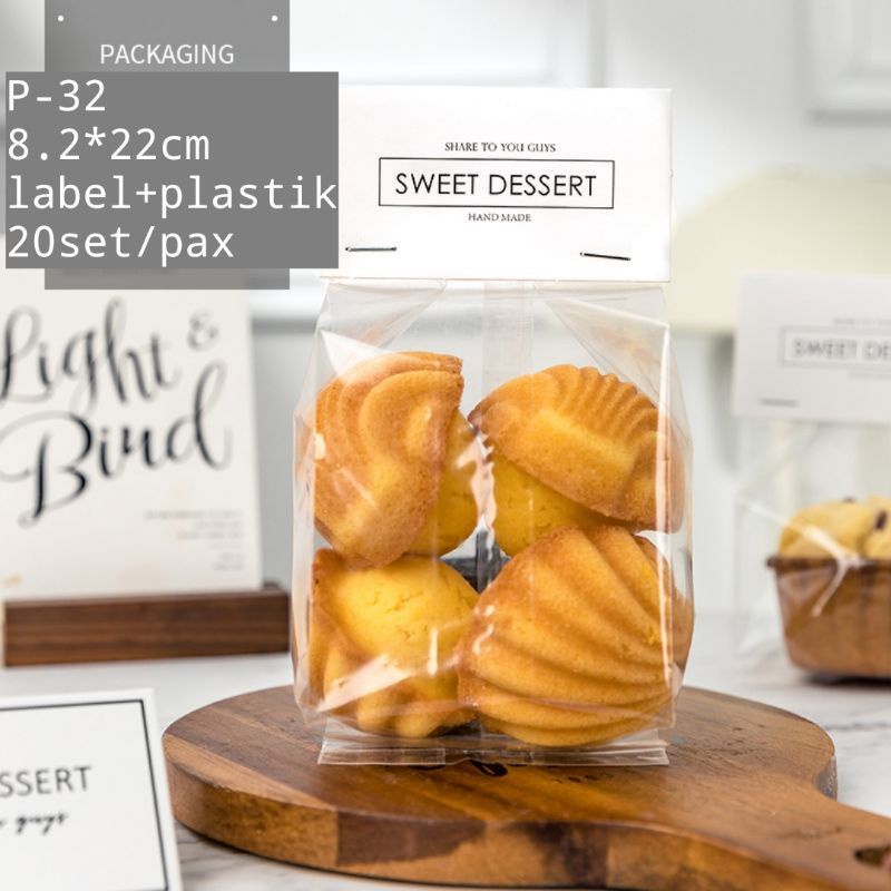 20pcs PLASTIK PACKING COOKIES LABEL SWEET DESSERT  P32