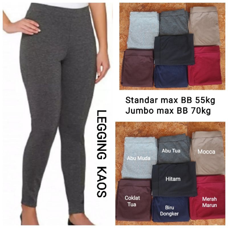 Celana legging wanita - Size standar dan Jumbo -  Bahan Spandex kaos rayon - Adem dan nyaman dipakai