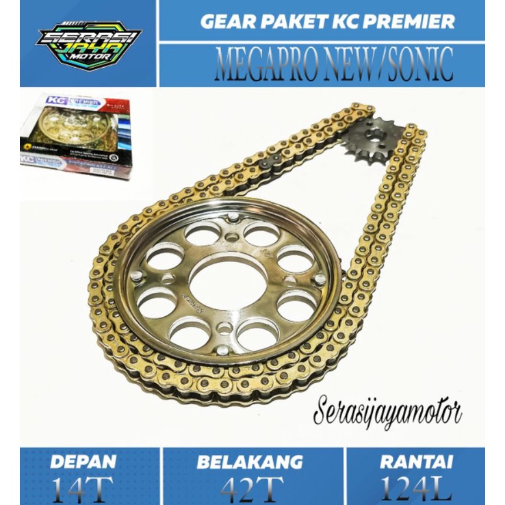 KCP GEAR PAKET MEGAPRO NEW (428H-42T-14T-124L) KC PREMIER GIR SET MEGA PRO NEW/SONIC 428H-42T-14T-124L