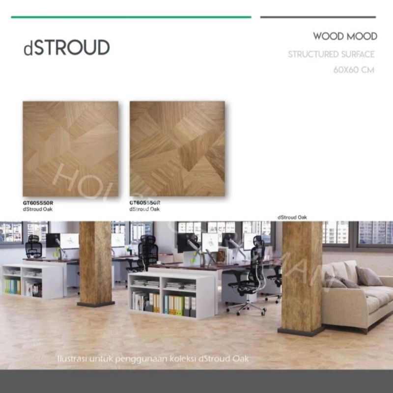 Roman Granit 60x60 dStroud Series (Wood Mood) / Granit Lantai Motif Kayu 60x60 / Granit Lantai Kayu 