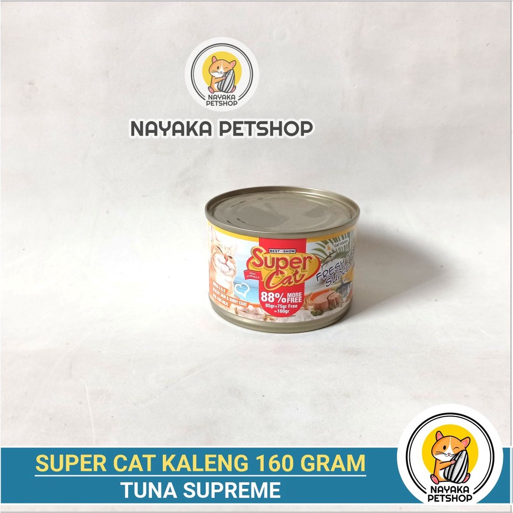 Supercat Kaleng 160 gr Fresh Tuna Supreme Makanan Kucing Basah Pakan Wet Food Super Cat