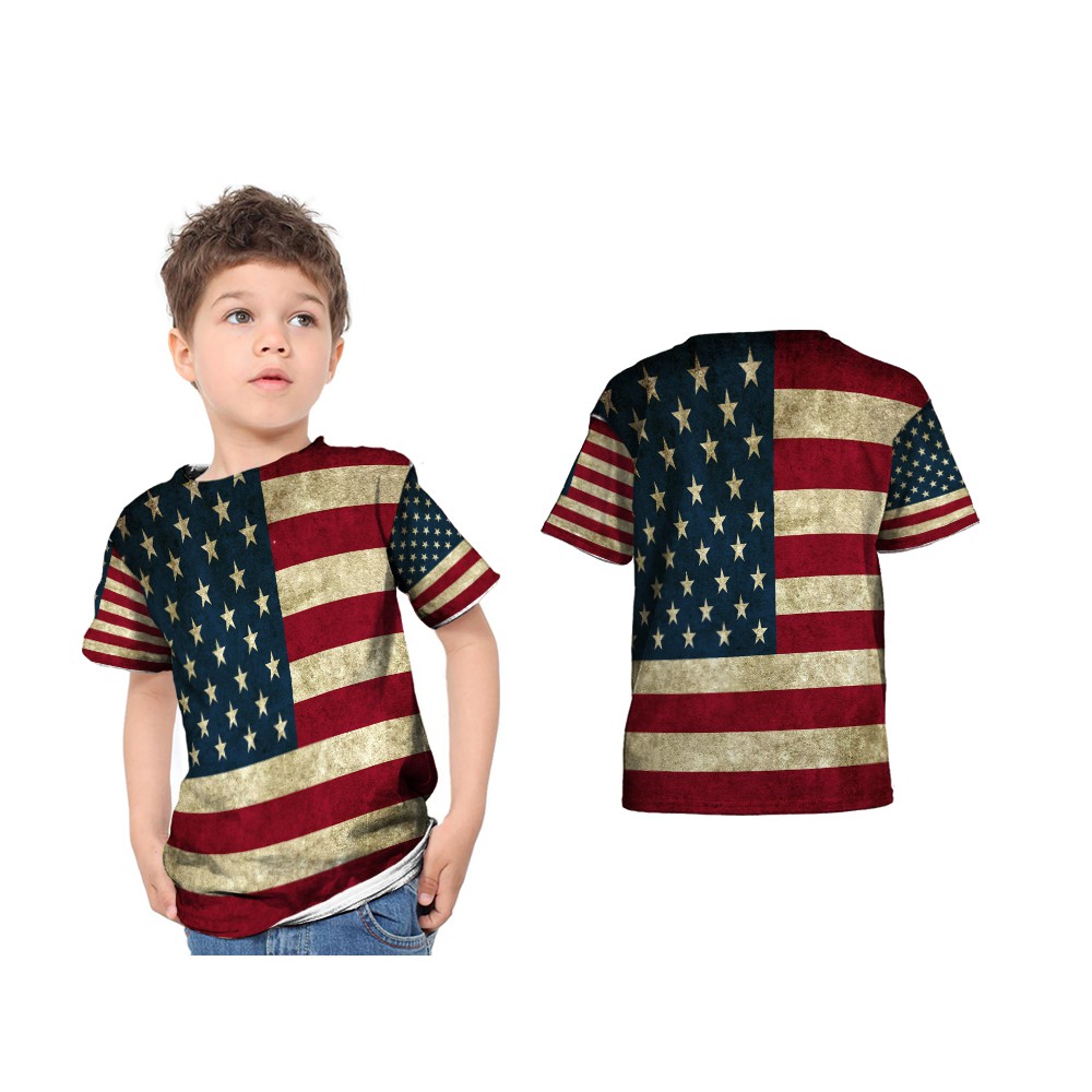 Kaos Baju Anak Bendera Amerika Vintage Fullprint