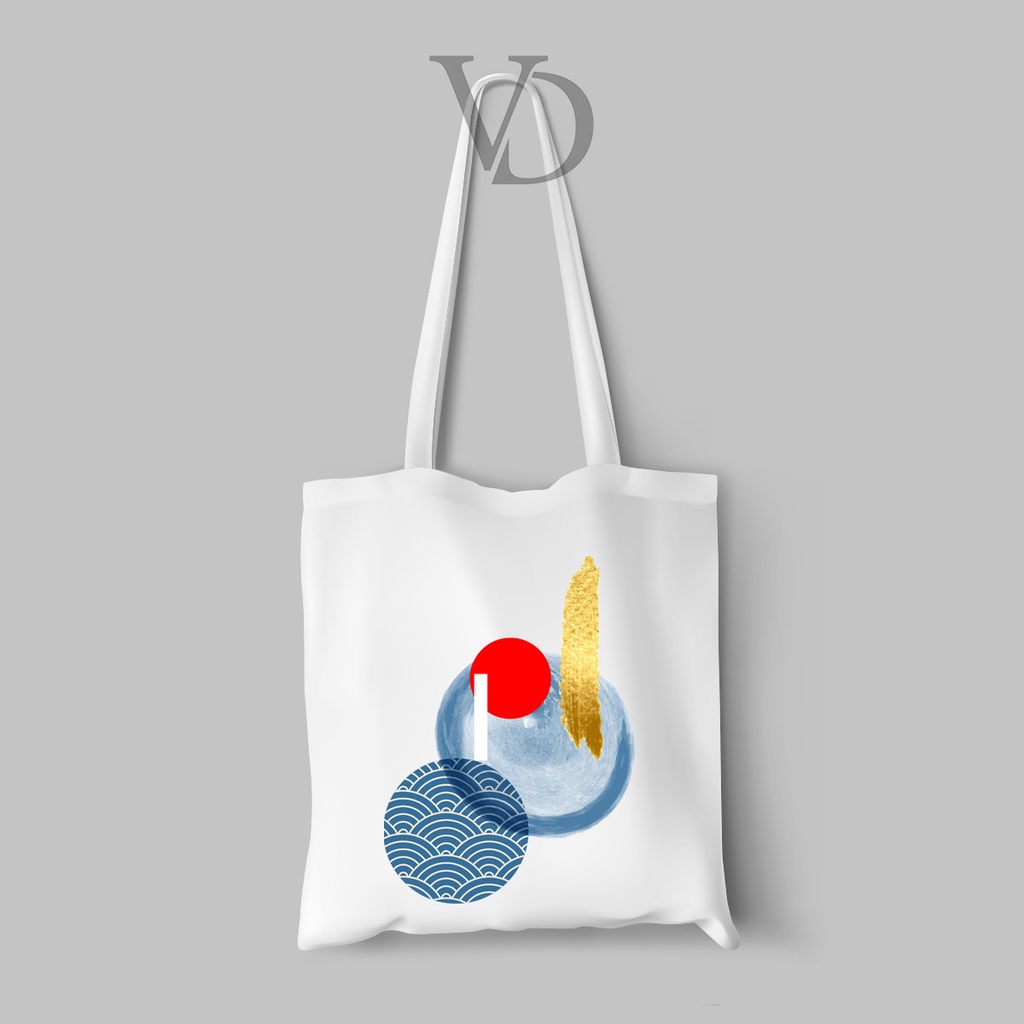 TOTE BAG KANVAS MOTIF ABSTRACT ART JEPANG / AESTHETIC TOTE BAG / TAS BELANJA MOTIF  JAPAN ABSTRAK