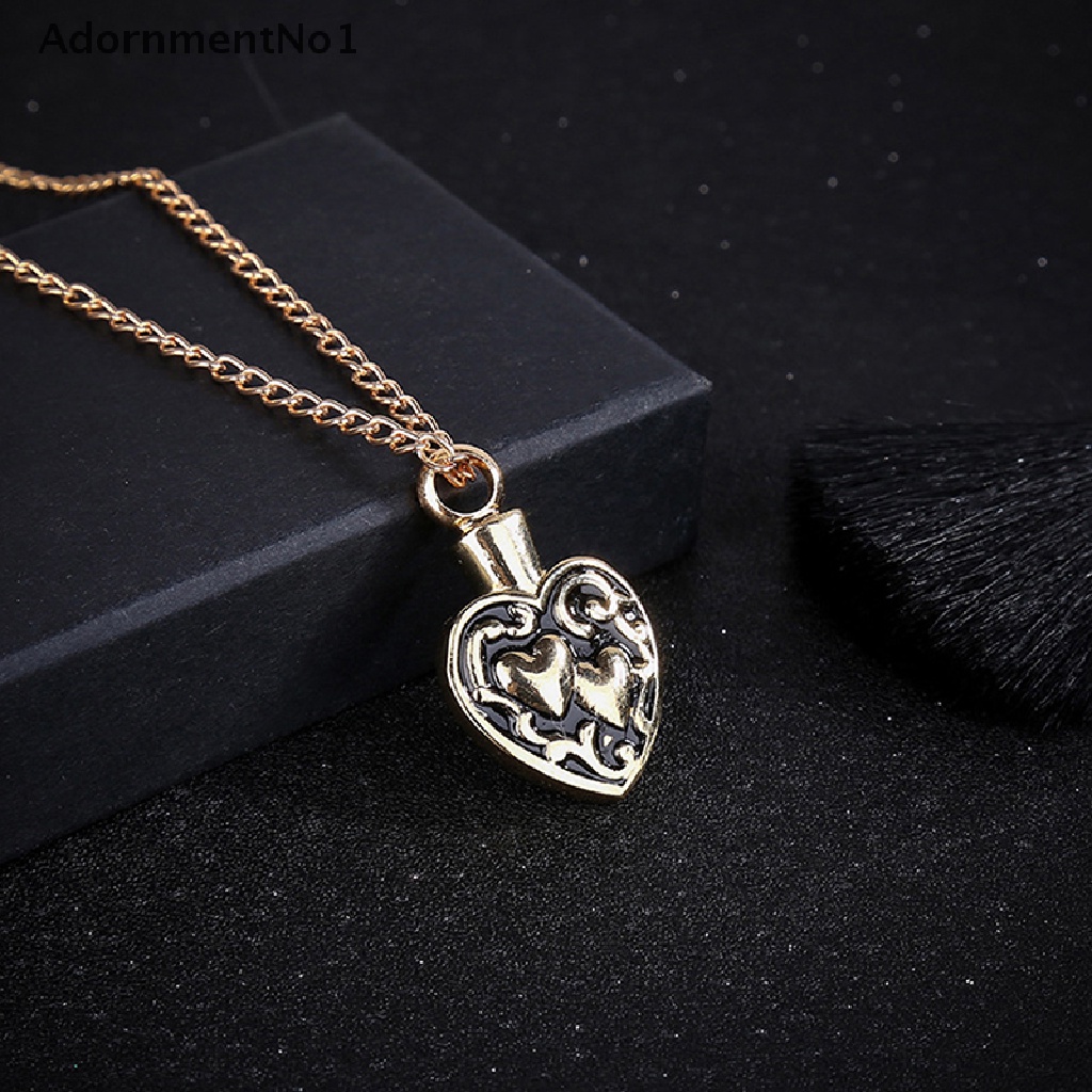 (AdornmentNo1) Kalung Rantai Dengan Liontin Hati Bahan Stainless Steel Untuk Abu Kremasi