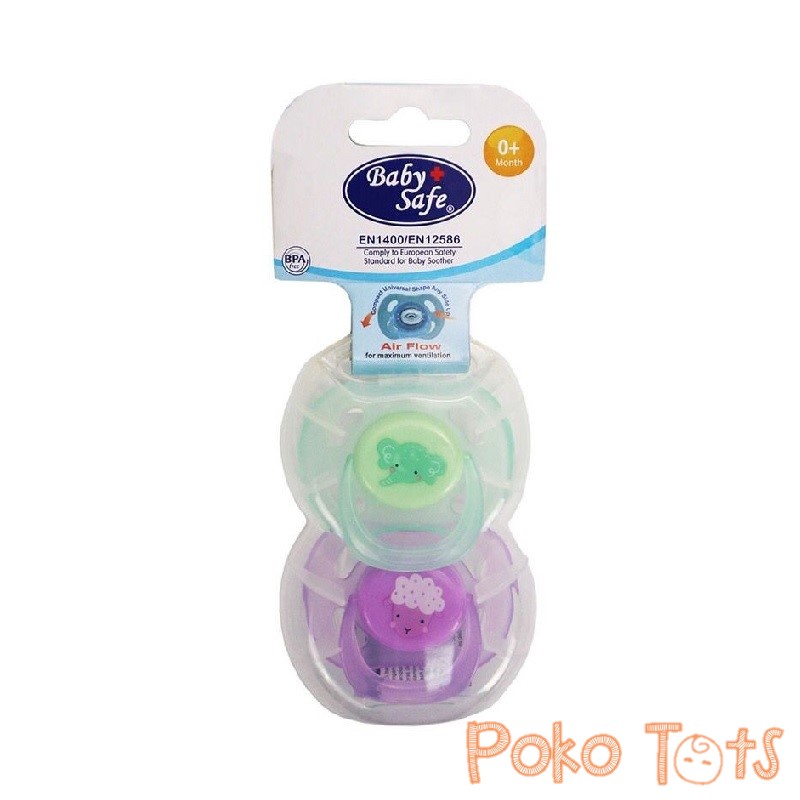 Baby Safe Air Flow Pacifier with Case Silicone Soothers Isi 2pcs Empeng Bayi