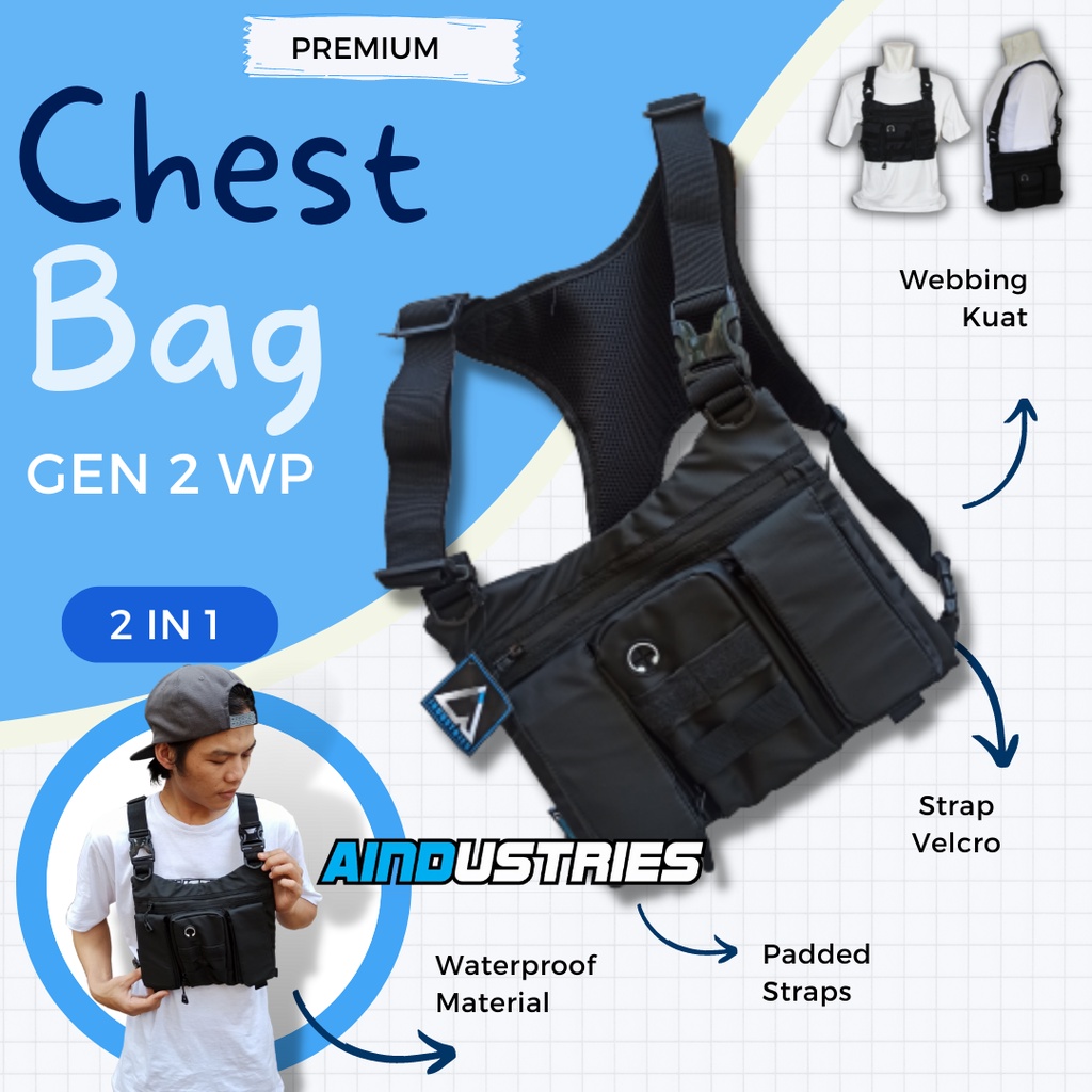 TAS DADA ROMPI ORIGINAL CHEST BAG Waterproof Tas Dada Rompi Anti Air 2 in 1 Original A INDUSTRIES