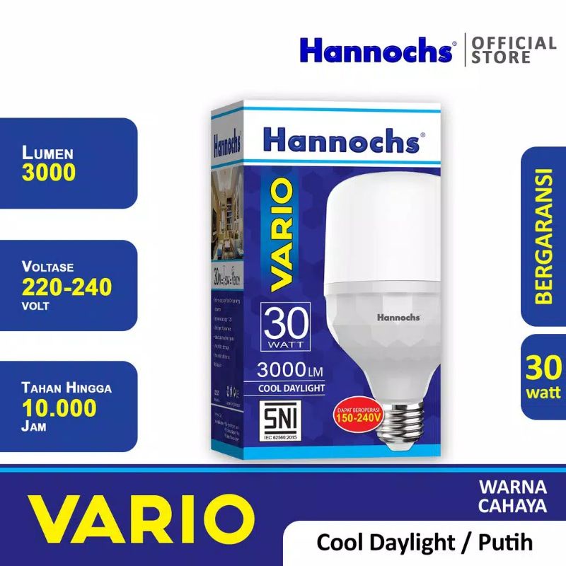 Paket 5 pcs Hannochs Vario 30 Watt Cahaya Putih