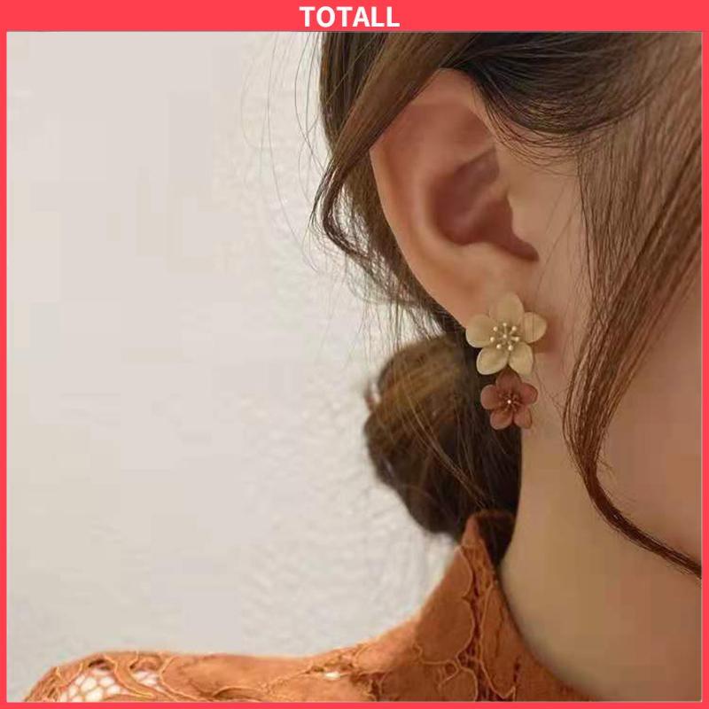 COD Kontras warna Spray bunga cat anting-anting wanita kepribadian sederhana semua-pertandingan anting-anting-Totall