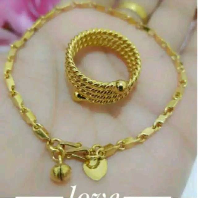 Gelang cincin lapis emas 24k 060