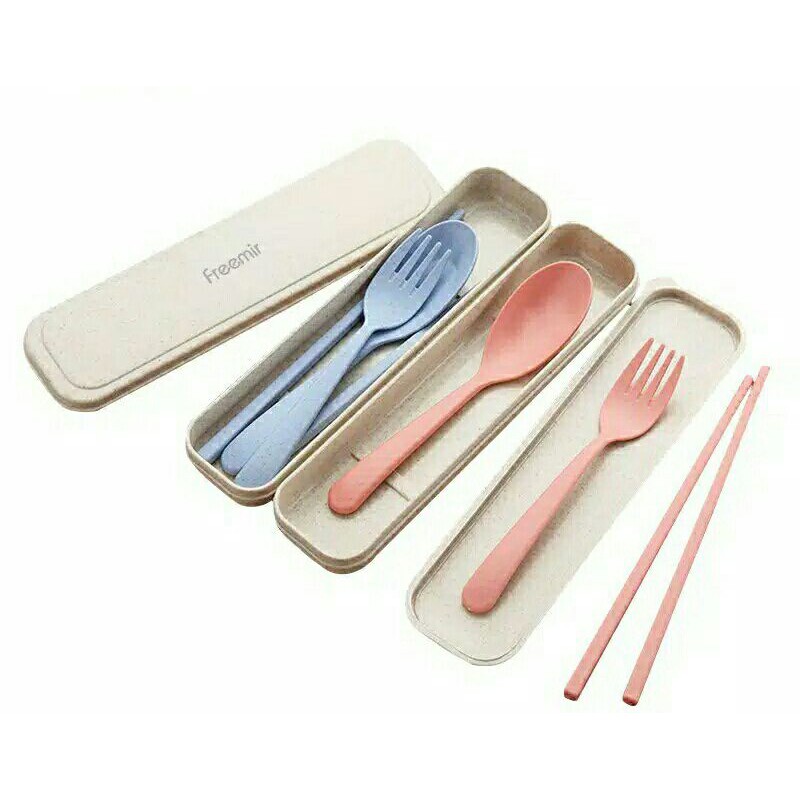 ⭐️ Jendela Kosmetik ⭐️ Alat Makan Travel Set Sendok Garpu Sumpit Cutlery Set Korean Style / Sendok Garpu Sumpit Makan / Set Alat Makan