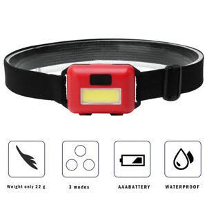 Headlamp COB LED Flashlight Senter Hiking Gunung