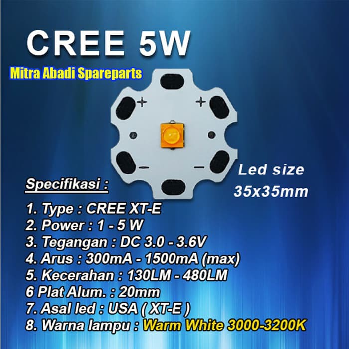 Promo HPL 5W/High Power LED 5 Watt CREE XT-E Warm White diameter 20mm