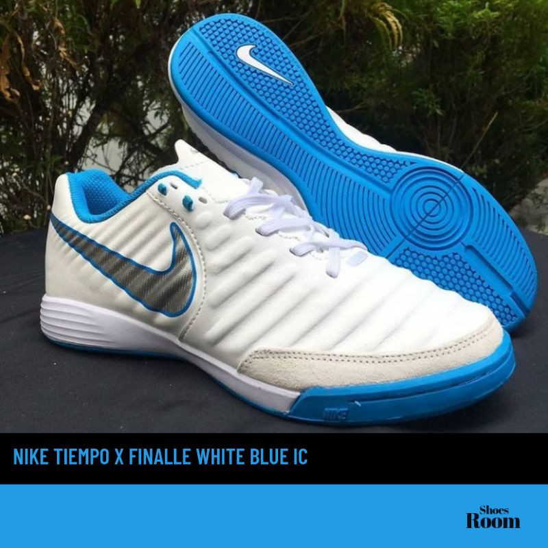 Sepatu Futsal Nike Tiempo X Finalle White Blue IC