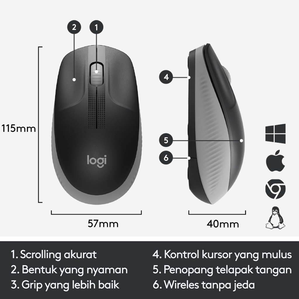 Logitech M191 Mouse Wireless Full Size