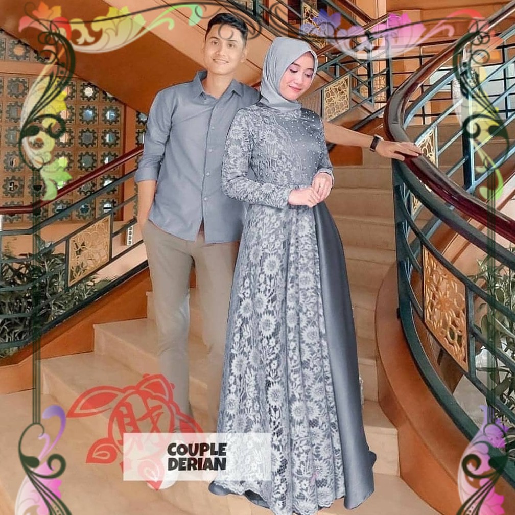 Baju Couple Keluarga lebaran Kapel Hikmah / Pakaian Kembaran Pasangan Coupel Cewek Cowok Copel Baju Muslim Murah Fashion Muslim modern