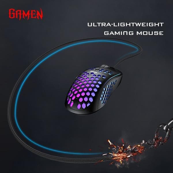 GAMEN GM710 Gaming Mouse 6400DPI Wired Optical Mouse Gaming with LED