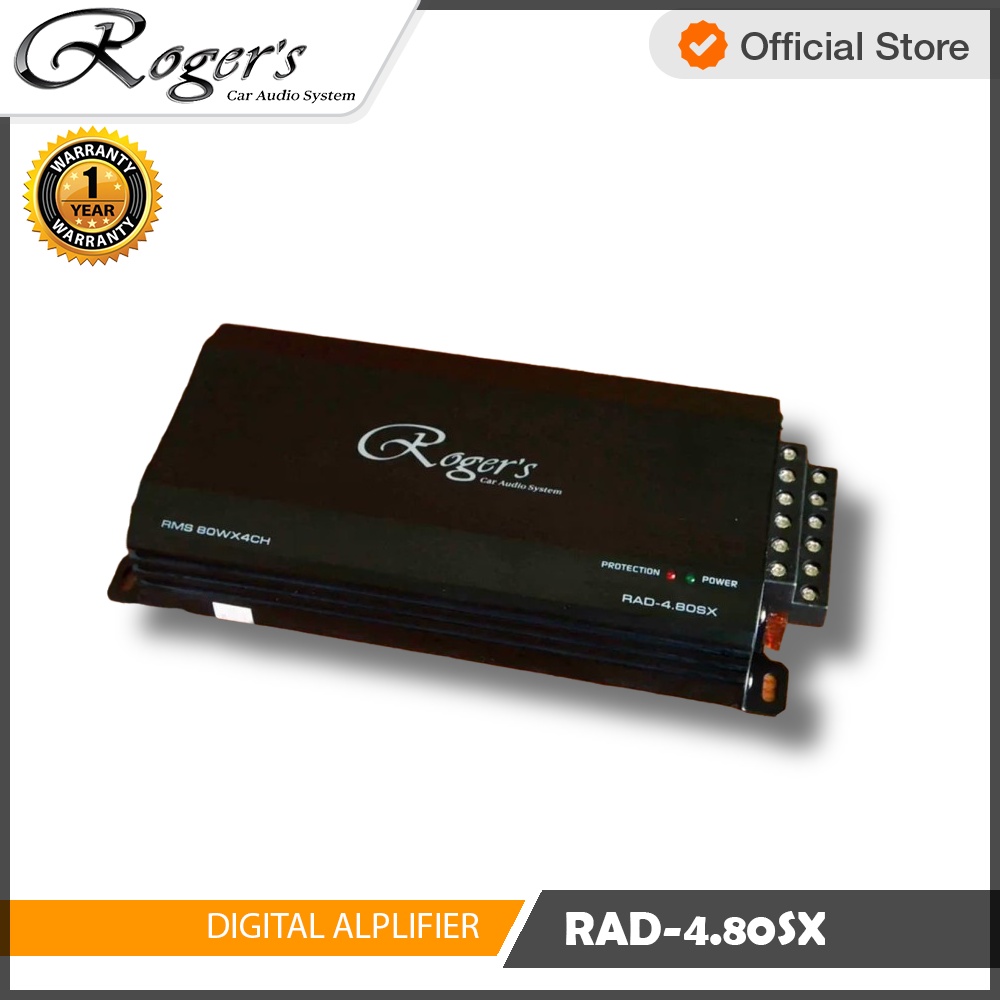 ROGERS - DIGITAL AMPLIFIER CLASS D 4-CHANNEL - RAD-4.80SX - GARANSI RESMI 1 THN