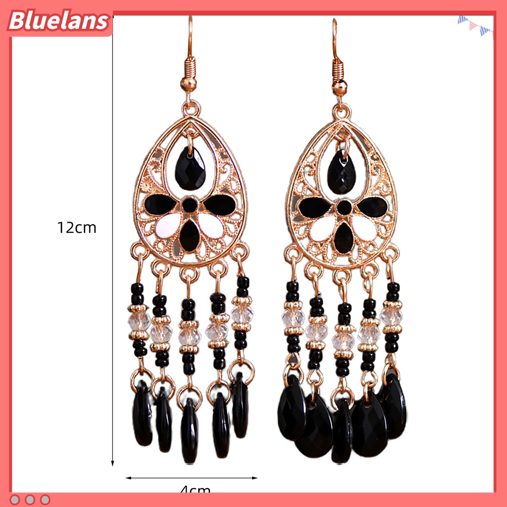 1 Pasang Anting Kait Model Rumbai Panjang Gaya Bohemian Vintage Untuk Pernikahan